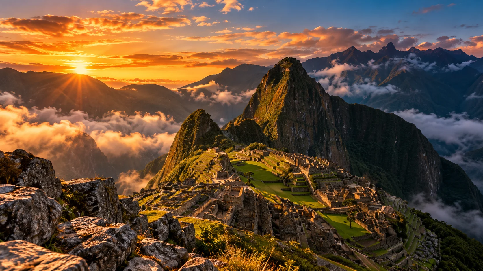 Machu Picchu entre las montañas de los Andes peruanos